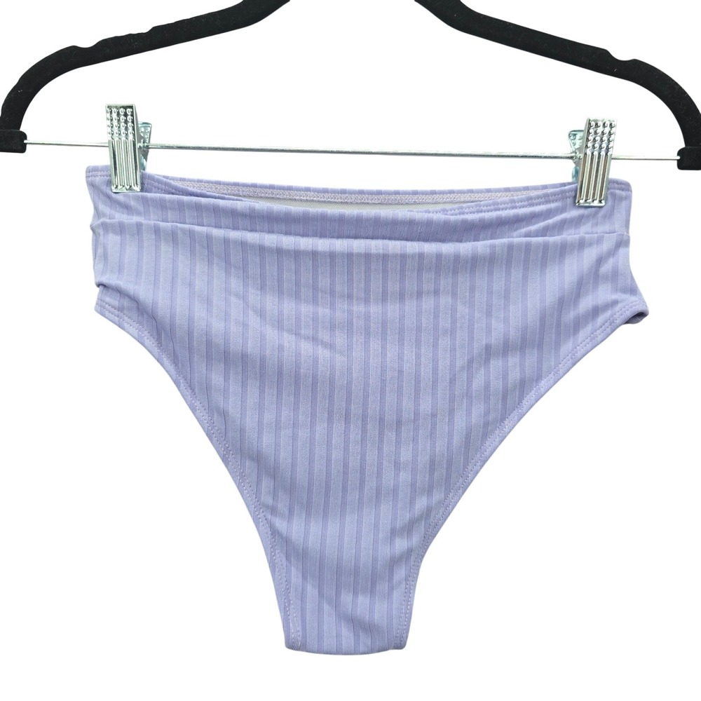 Y2K Ribbed Coquette Resort Party 2000s Vacation Purple Bikini‎ Bottom Swim Small - Picture 2 of 4